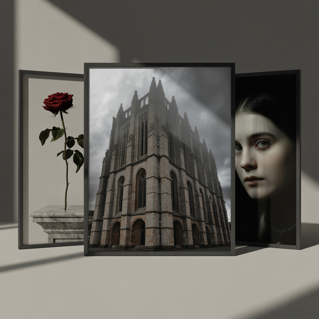Framed gothic art print with frame choice